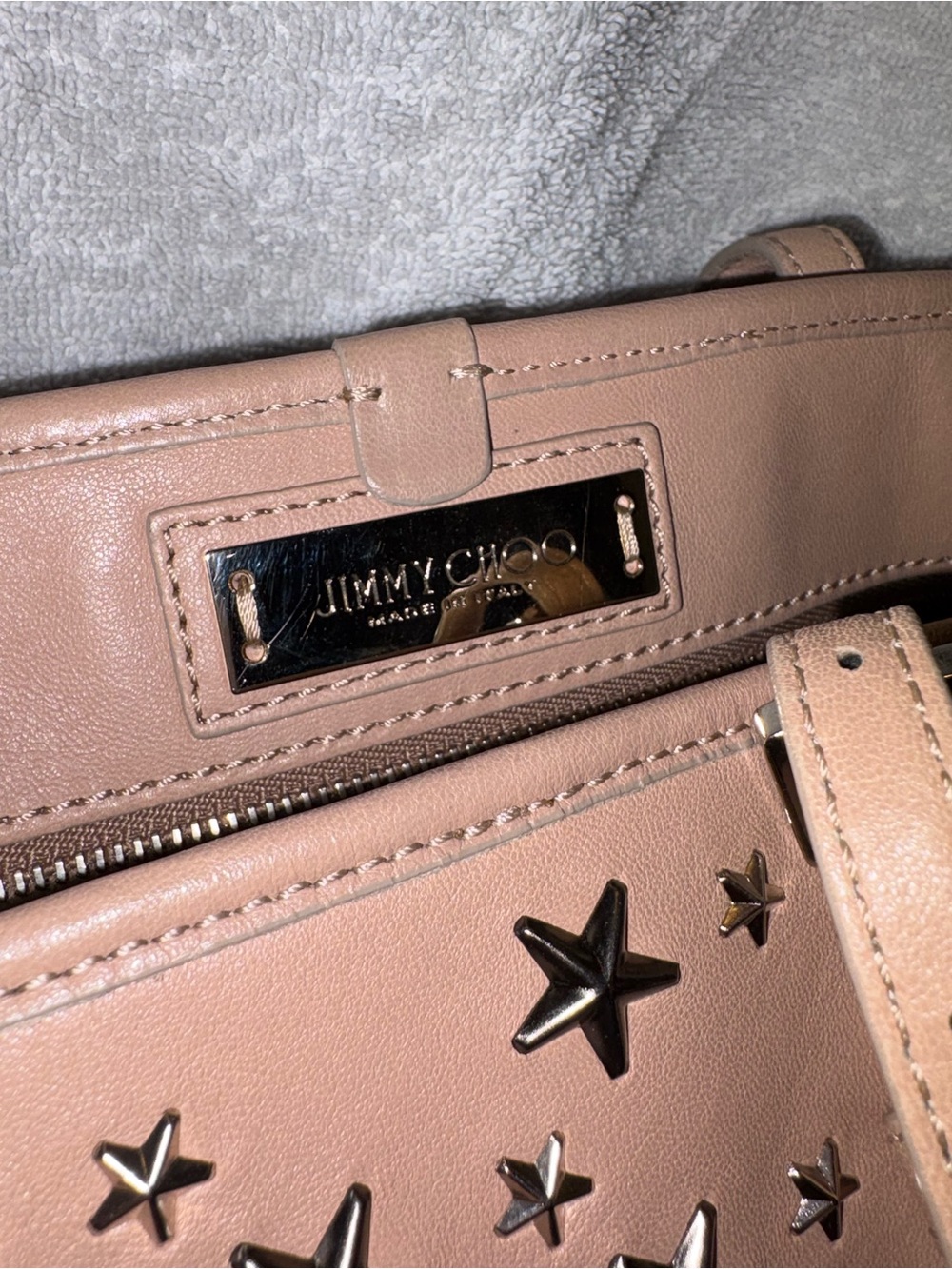 Jimmy Choo Studded Star Tote Bag in Blush Pink Authentic - Picture 3 of 5